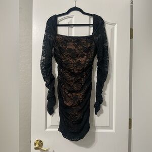 SHEIN Black Lace Long Sleeve Dress